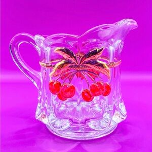 Antique Northwood 1890s-1900s Cherry and Cable Clear Ruby Creamer Pitcher EAPG